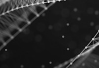 White audio soundwaves against a black background