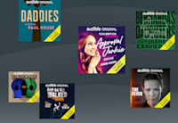 The book covers for the new lineup of Theater titles are staggered on a dark grey background.