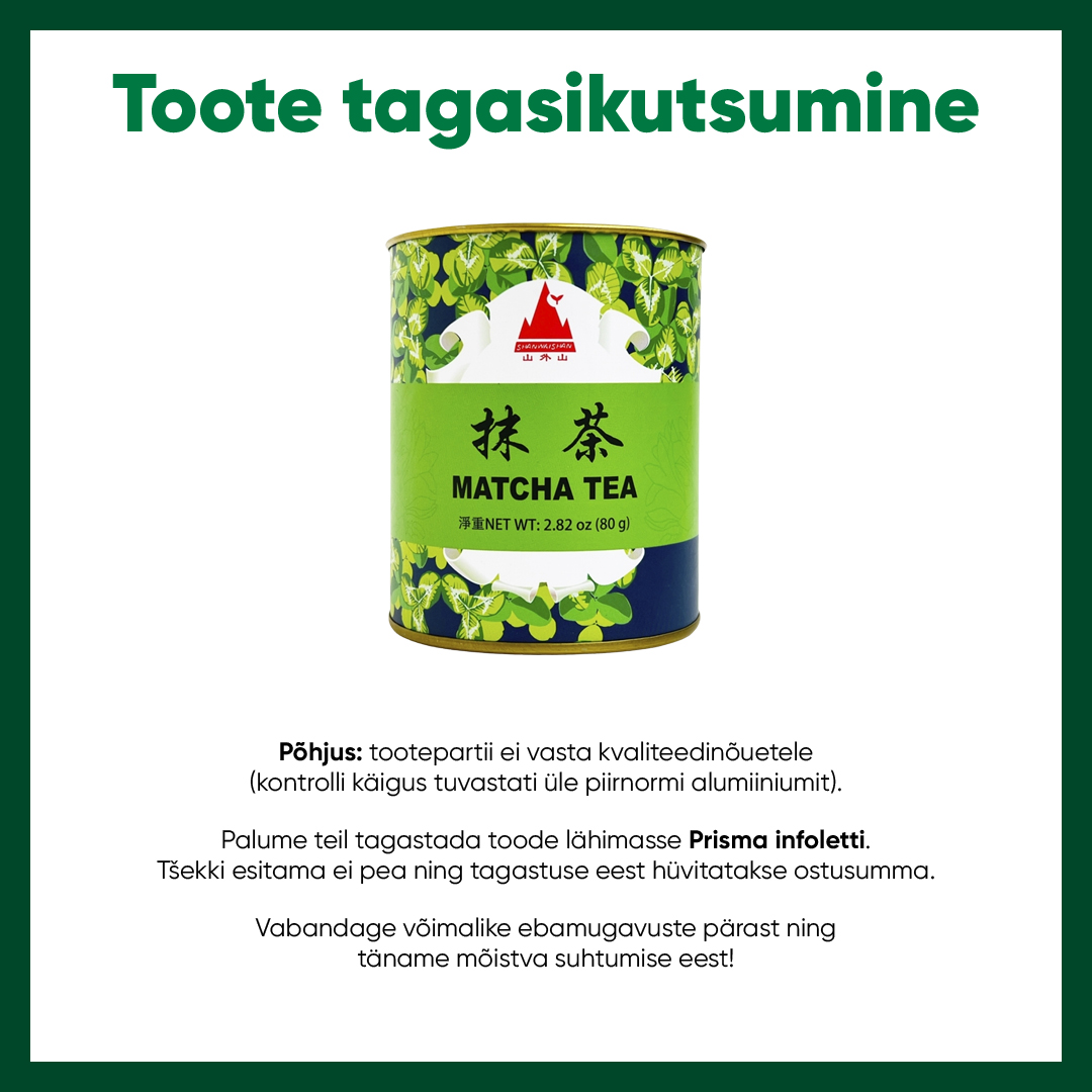 Tagasikutsumine Shanwaishan matcha tee 6922163621264 FB