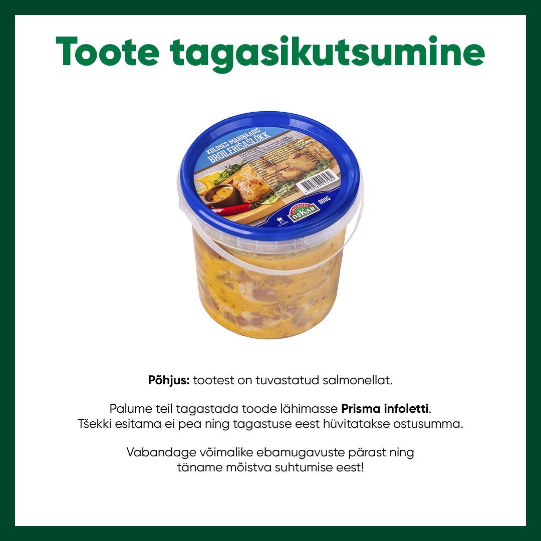 Tagasikutsumine Oskar Kuldses marinaadis broilerišašlõkk 4740569013184 FB