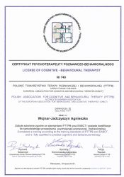 Certyfikat Psychoterapeuty Poznawczo-Behawioralnego