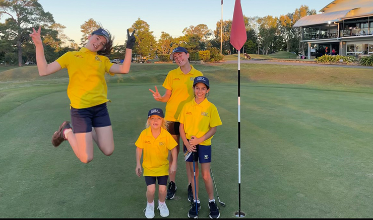 Four of Gympie's five Australian Golf Foundation Junior Girls Golf Scholarship recipients (one participant was absent for this photo) after another successful session.
