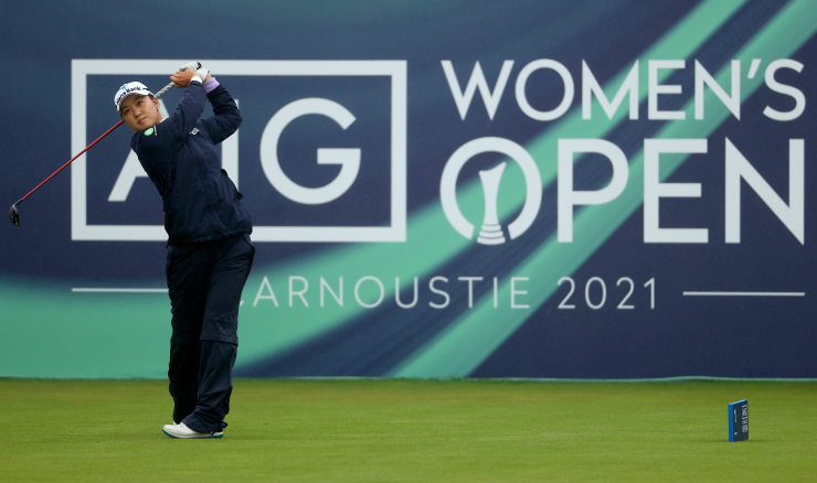 Minjee Lee tees off during the opening round.
