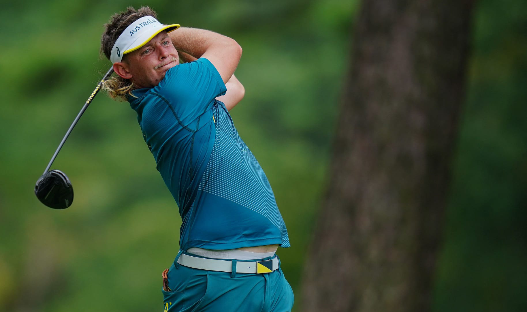 Cam Smith drives during his third round at Tokyo 2020.