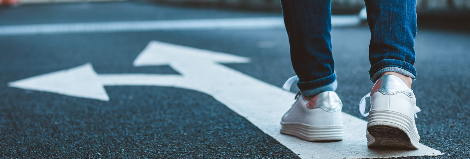 Dawn of Autonomous Finance - woman making a decision on the road.