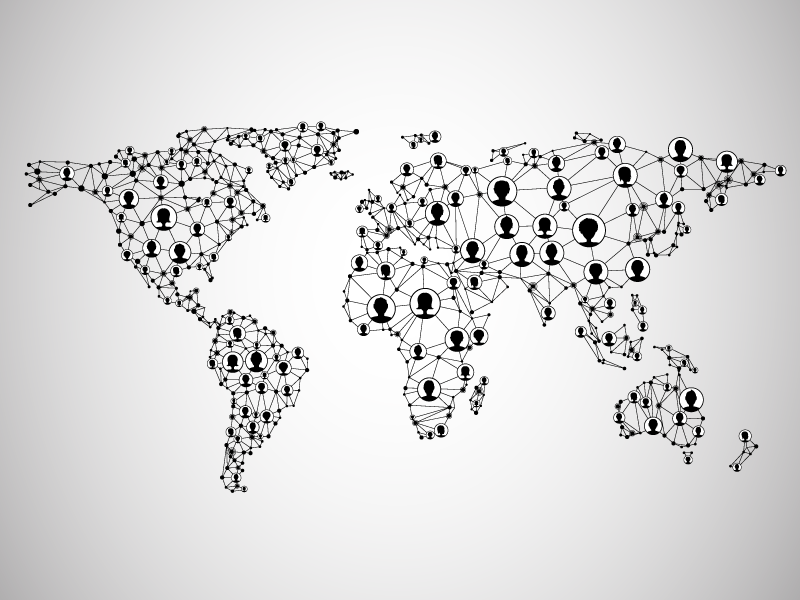 human icons connected to show map of the world