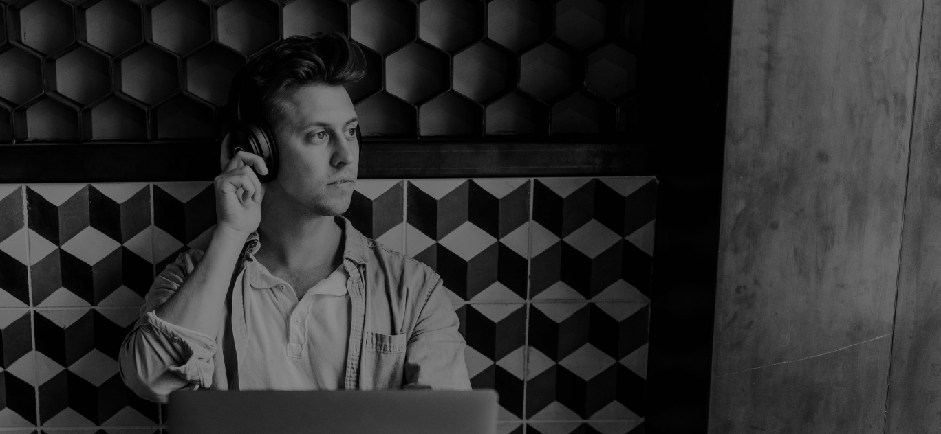 Man listening to headphones