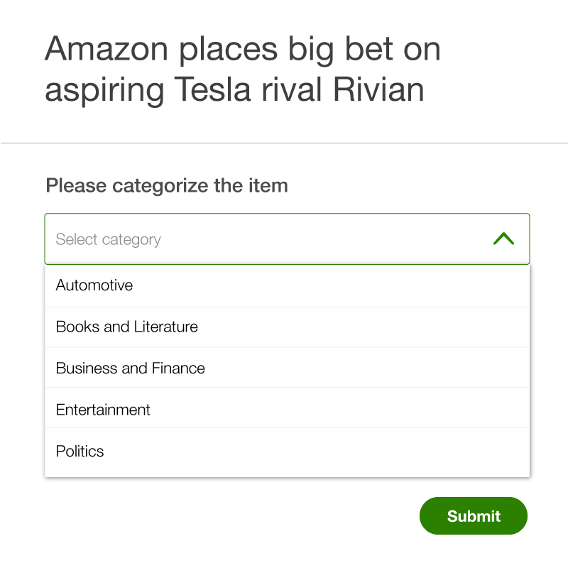 A user is classifying text data in AI annotation software