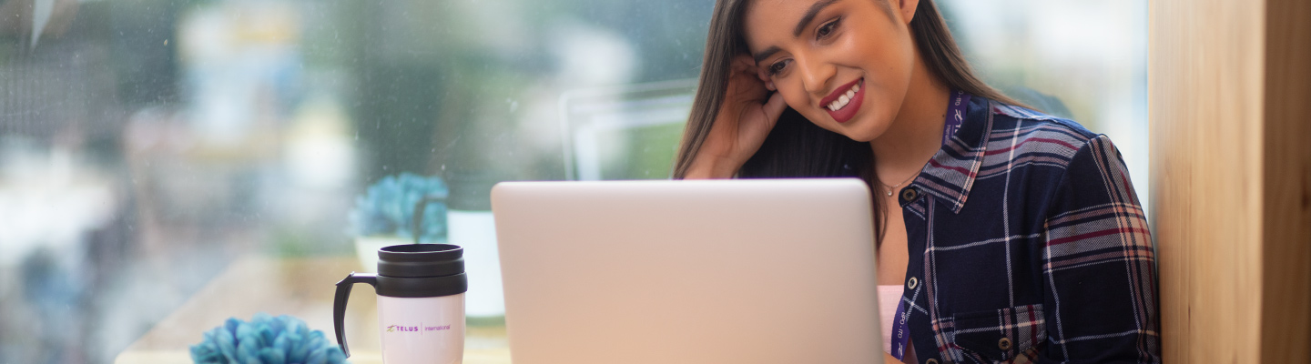 Woman looking at a laptop