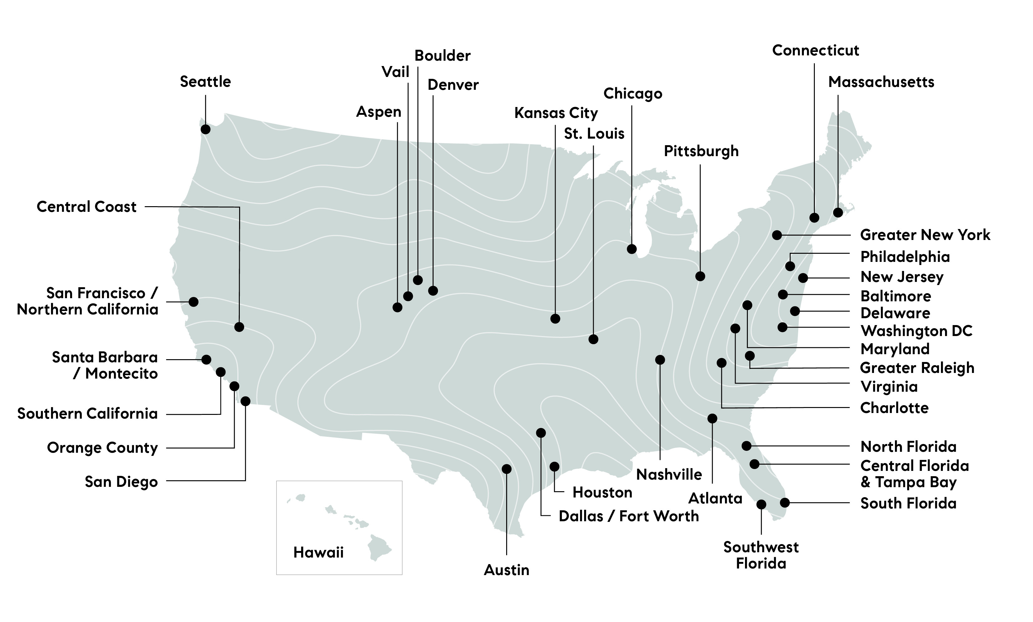 a map of Compass's office locations
