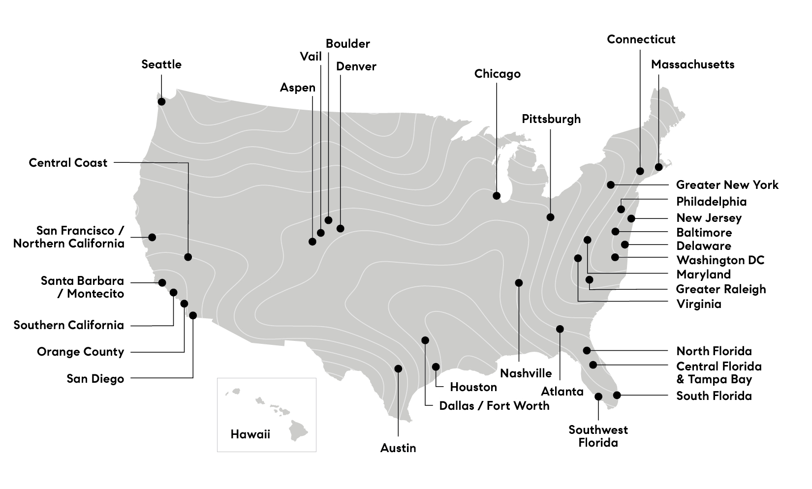 a map of Compass's office locations