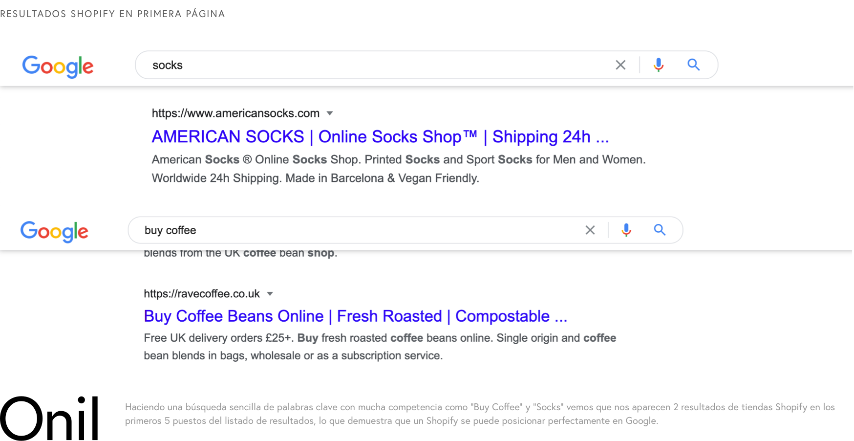 Shopify en primeros resultados de google