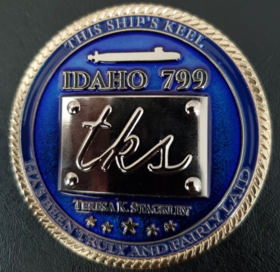 USS IDAHO SSN 799 Keel Laying Coin back