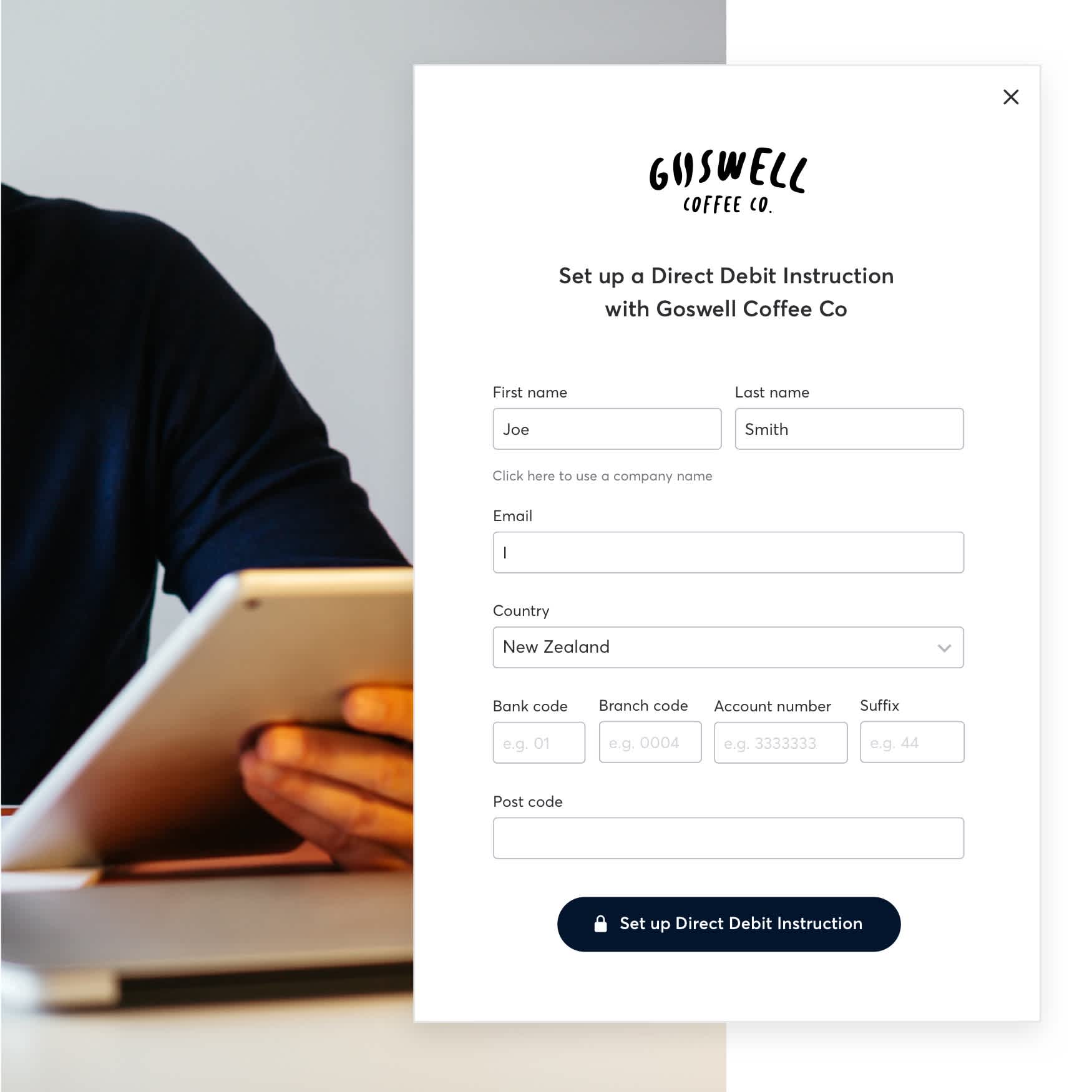 One-time customer setup