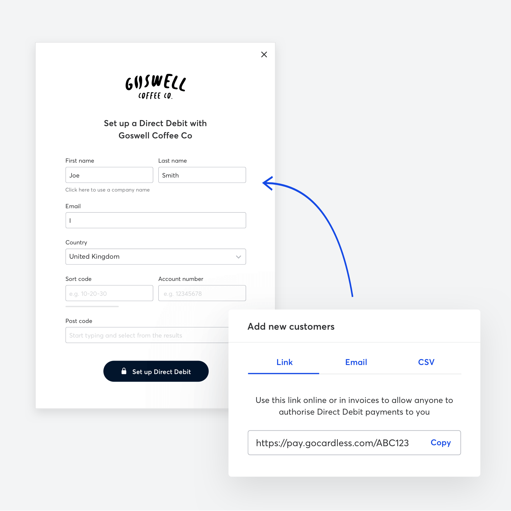 One-time customer setup