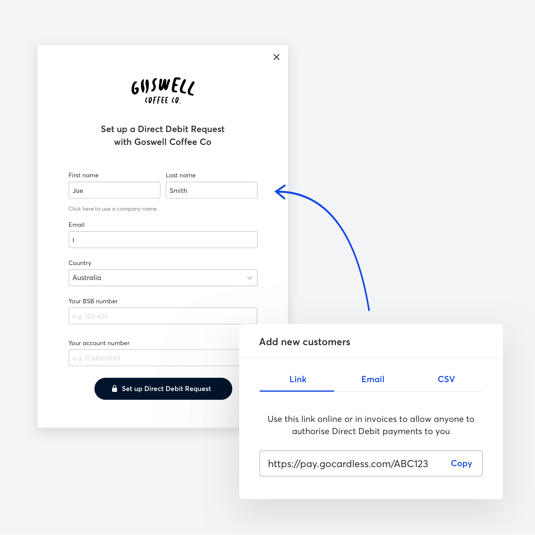 One-time customer setup