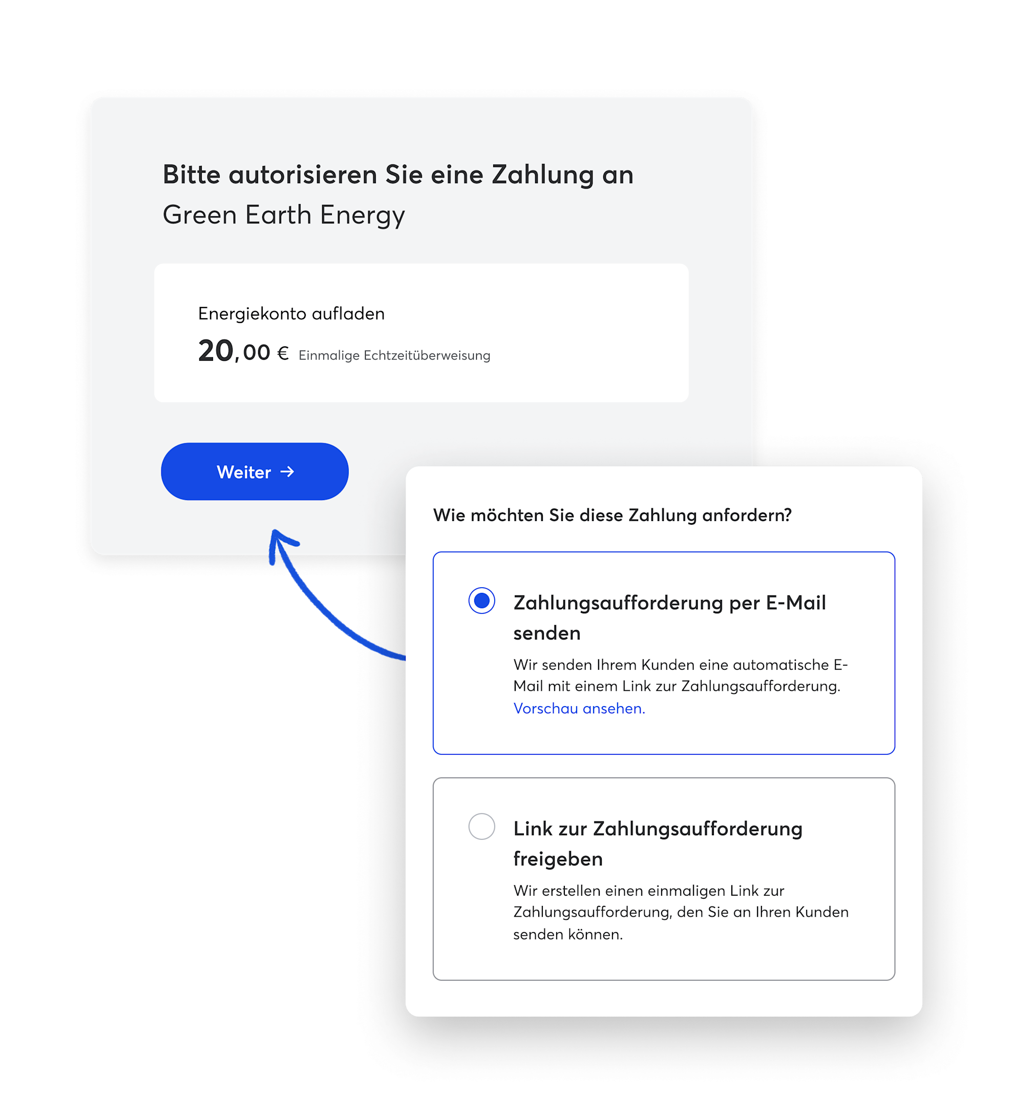 Sie senden eine Zahlungsaufforderung