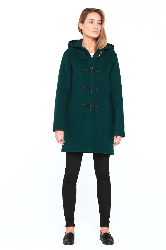 London Tradition Martina Long Welt Ladies Duffle Coat British Racing Green Front