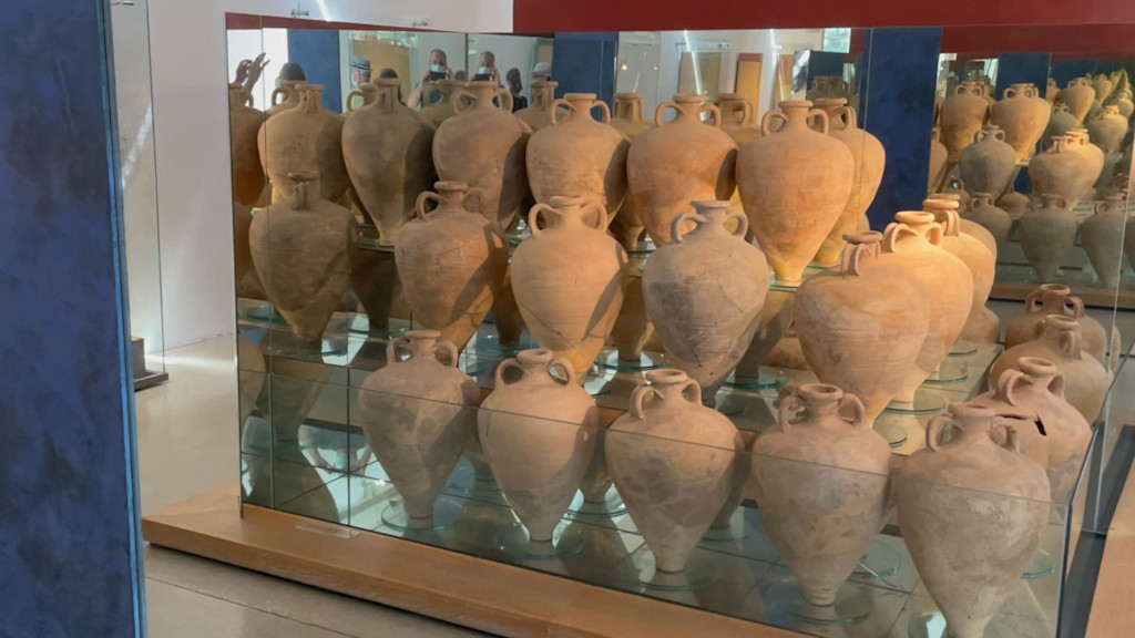 Hand made pottery vases used to store and transport regional wine Hand made pottery vases used to store and transport regional wine