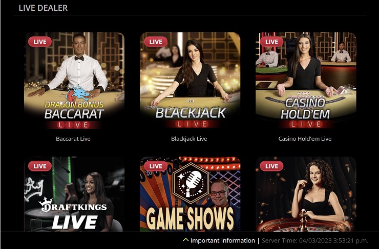 DraftKings Casino Ontario Live Dealer Games