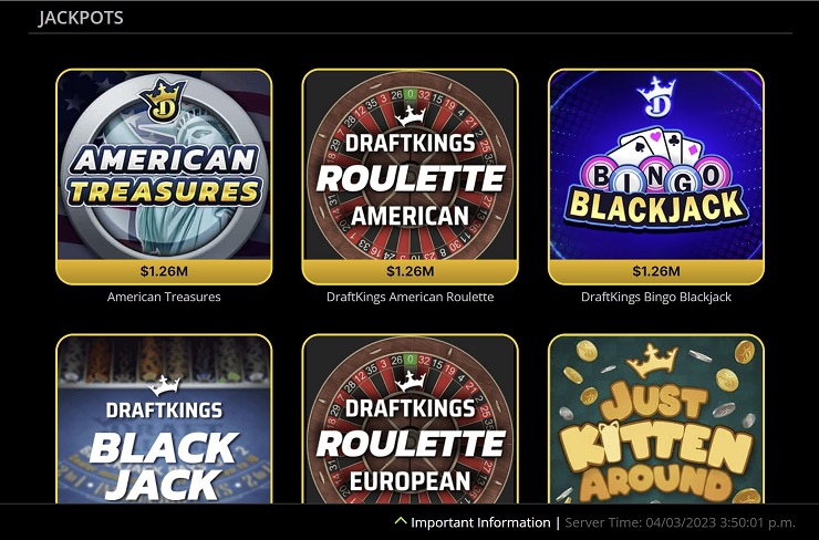 DraftKings Casino Ontario Jackpot Games