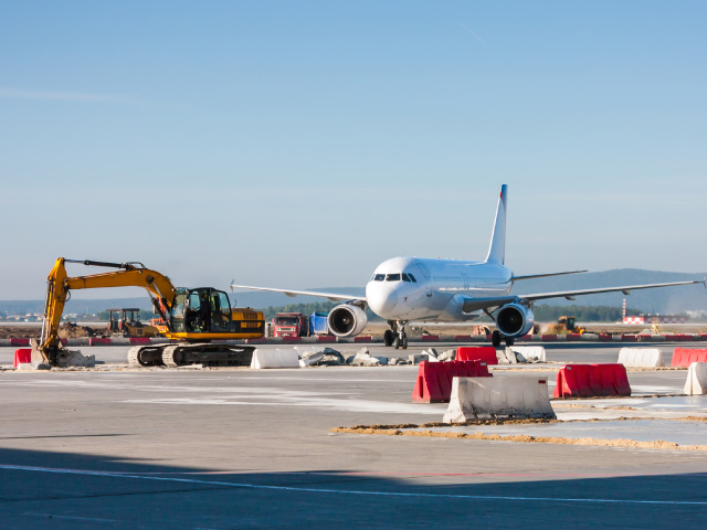Airport airfield undergoing construction