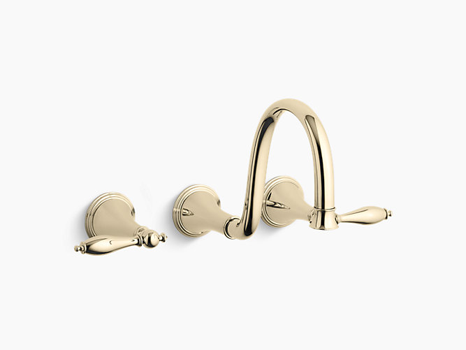 Finial® Traditional Wall-mount Bathroom Lavatory Faucet Trim with Lever Handles and Spout