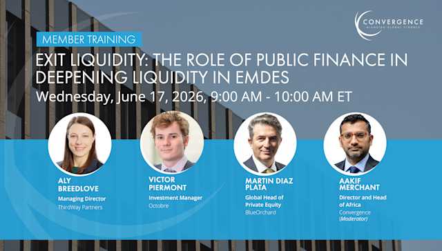Member Training: Exit Liquidity - The Role Of Public Finance In Deepening Liquidity In EMDEs