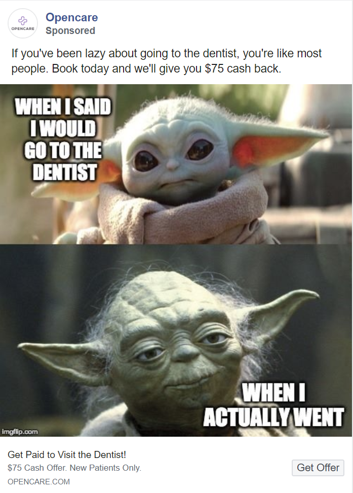 opencare baby yoda still ad