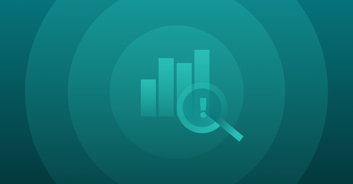 A magnifying glass zooming in on data.