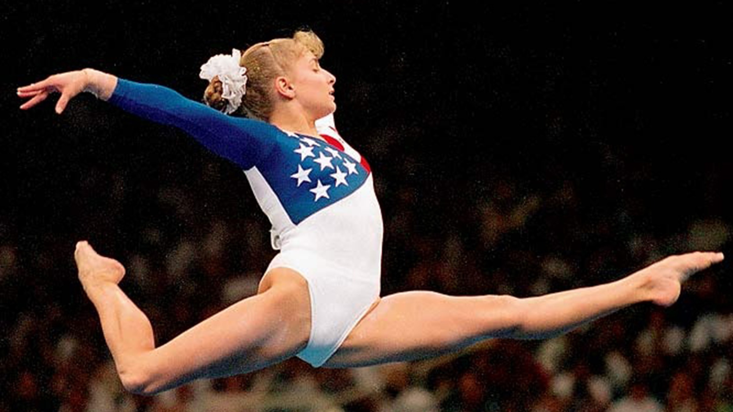 Former Olympian Shannon Miller is pictured during the 1996 Olympic gymnastics competition.