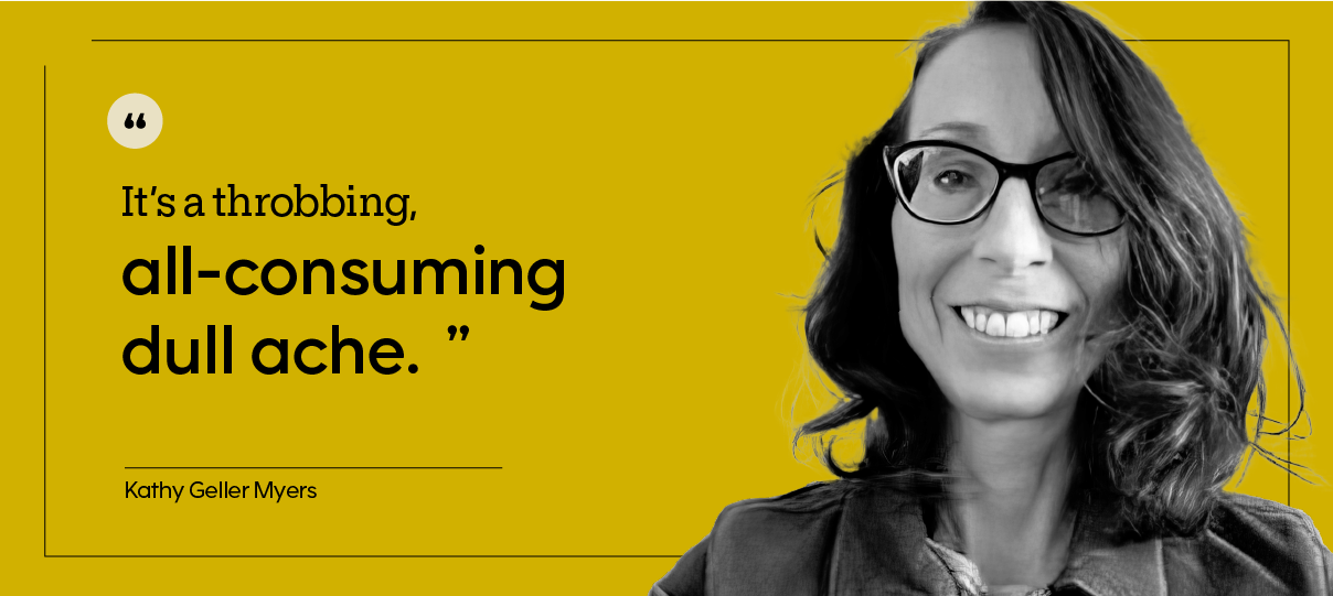 Portrait of Kathy Geller Myers, indoors.