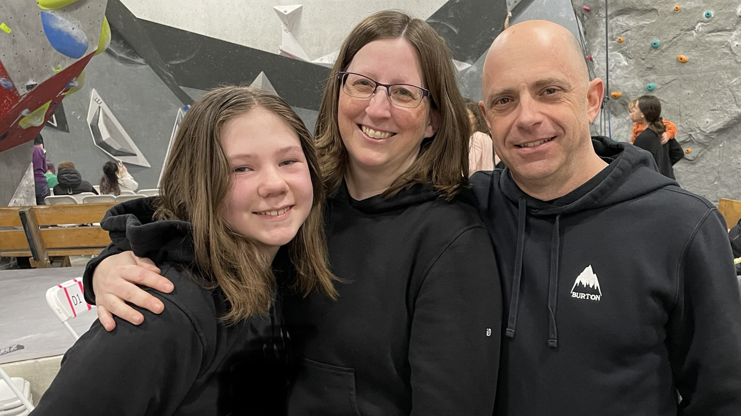 Erin Paterson is pictured in a snapshot with her daughter and husband.