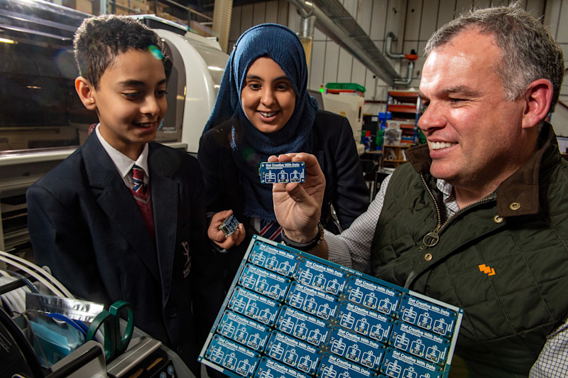 Students explored equipment such as circuit-building robots and laser cutters. Image credit: David and Jane Richards Family Foundation.