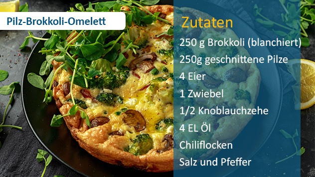 Frisches Brokkoli-Pilz-Omelett mit Kräutern