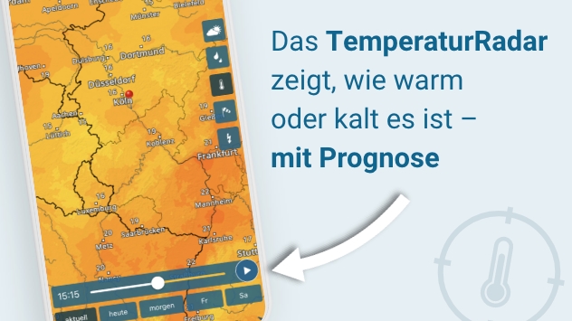 Das TemperaturRadar zeigt, wie warm oder kalt es ist