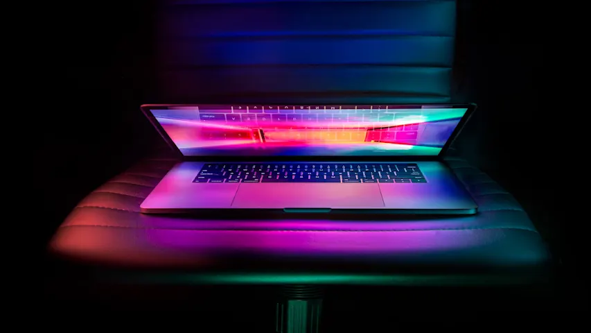 Abstract image of a laptop sitting on a chair