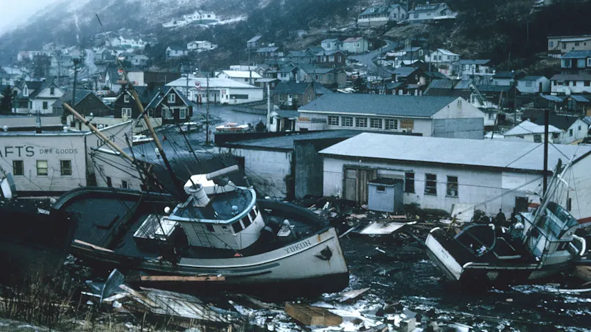 Picture of a natural disaster with widespread destruction