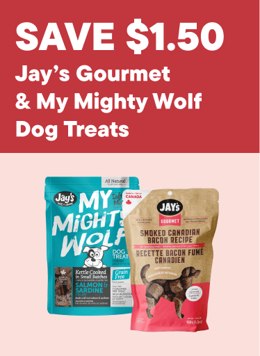 Dog Treats - Save $1.50 Jay's Gourmet & My Mighty Wolf