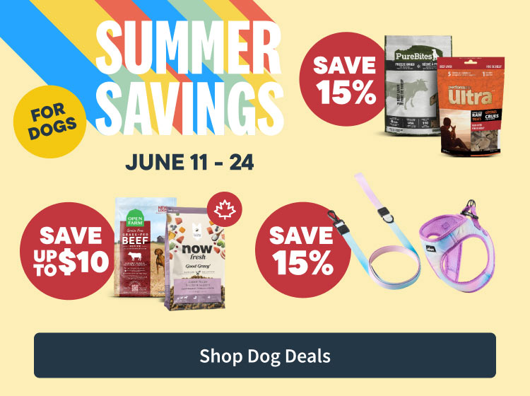 Summer Savings for dogs - June 11 to 24 - Shop Dog Deals