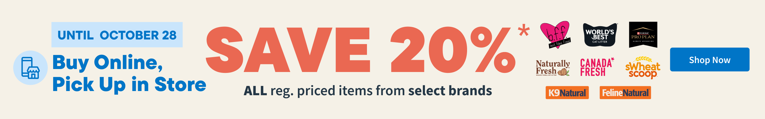 Buy Online, Pickup in Store. Save 20% OFF on all reg. priced items from select brands. Shop Now