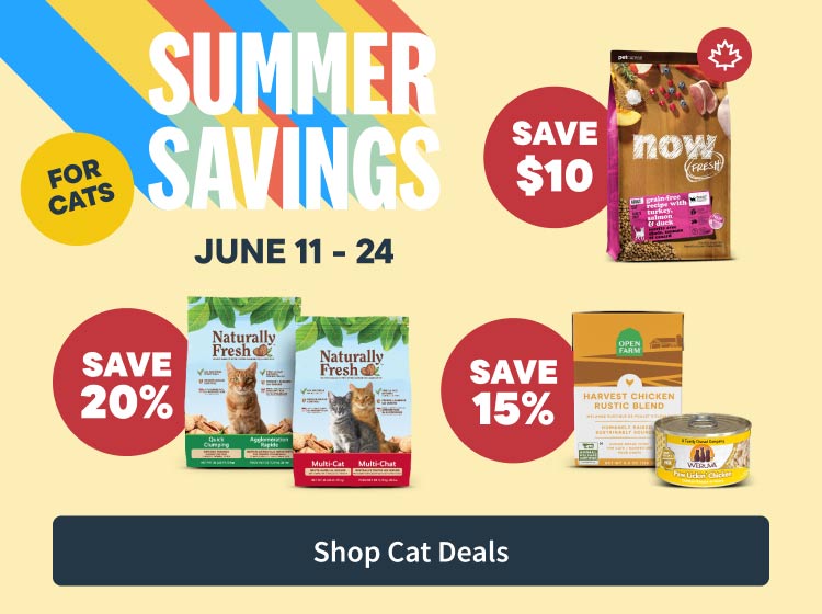 Summer Savings for cats - June 11 to 24 - Shop Cat Deals