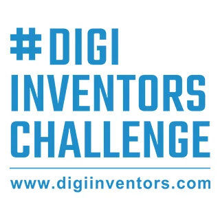 Logo of the Digi Inventors Challenge, with text www.digiinventors.com