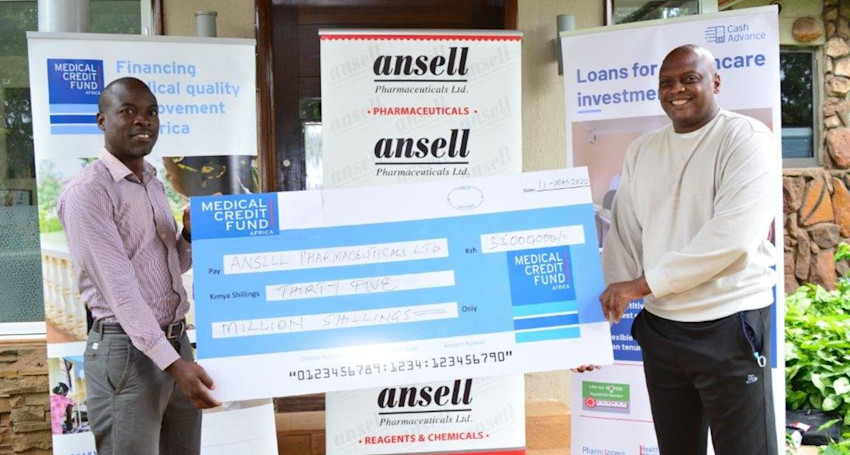 Dr. David Karanja, owner of Ansell Pharmaceuticals, receives the first Covid-19 specific loan