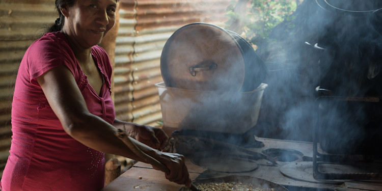 Azure woman cooking
