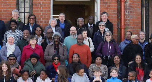 Church Congregtaion on steps