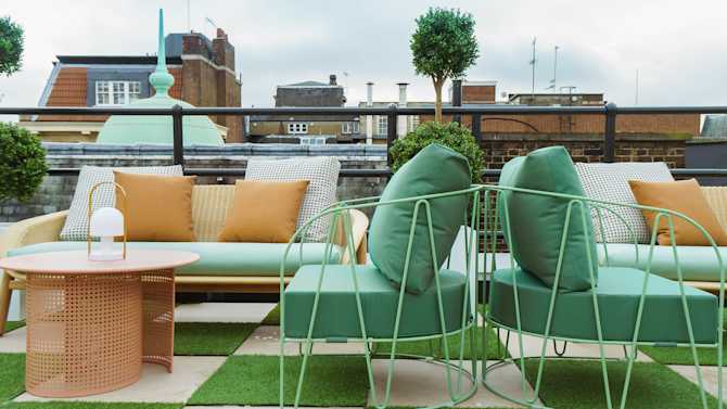 A photo of the seasonal outdoor terrace space at The Wing London