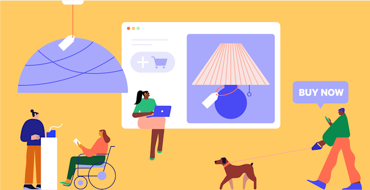 illustration of various people shopping