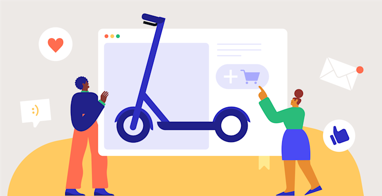 illustration of two people next to gigantic laptop screen