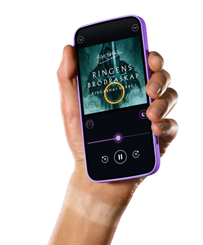 Hand showing BookBeat content on a phone